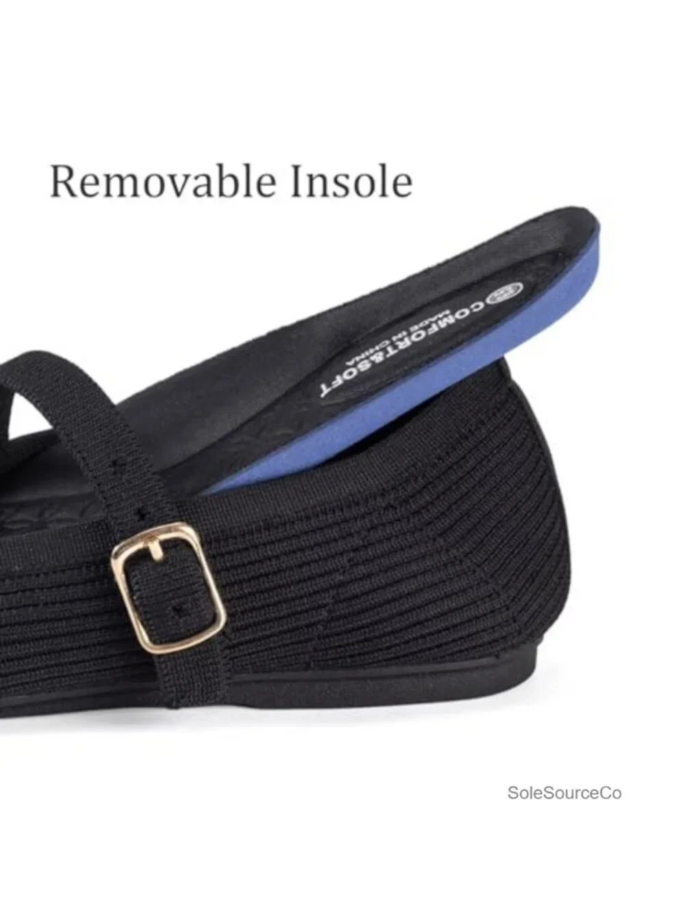 Women's Mary Jane Flats Adjustable Strap Round Toe Knit Work Shoes